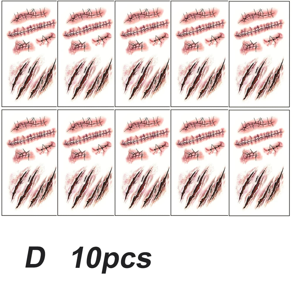 Halloween Scar Temporary Tattoo Stickers Red Blood Clot Face