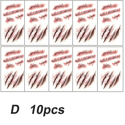 Halloween Scar Temporary Tattoo Stickers Red Blood Clot Face