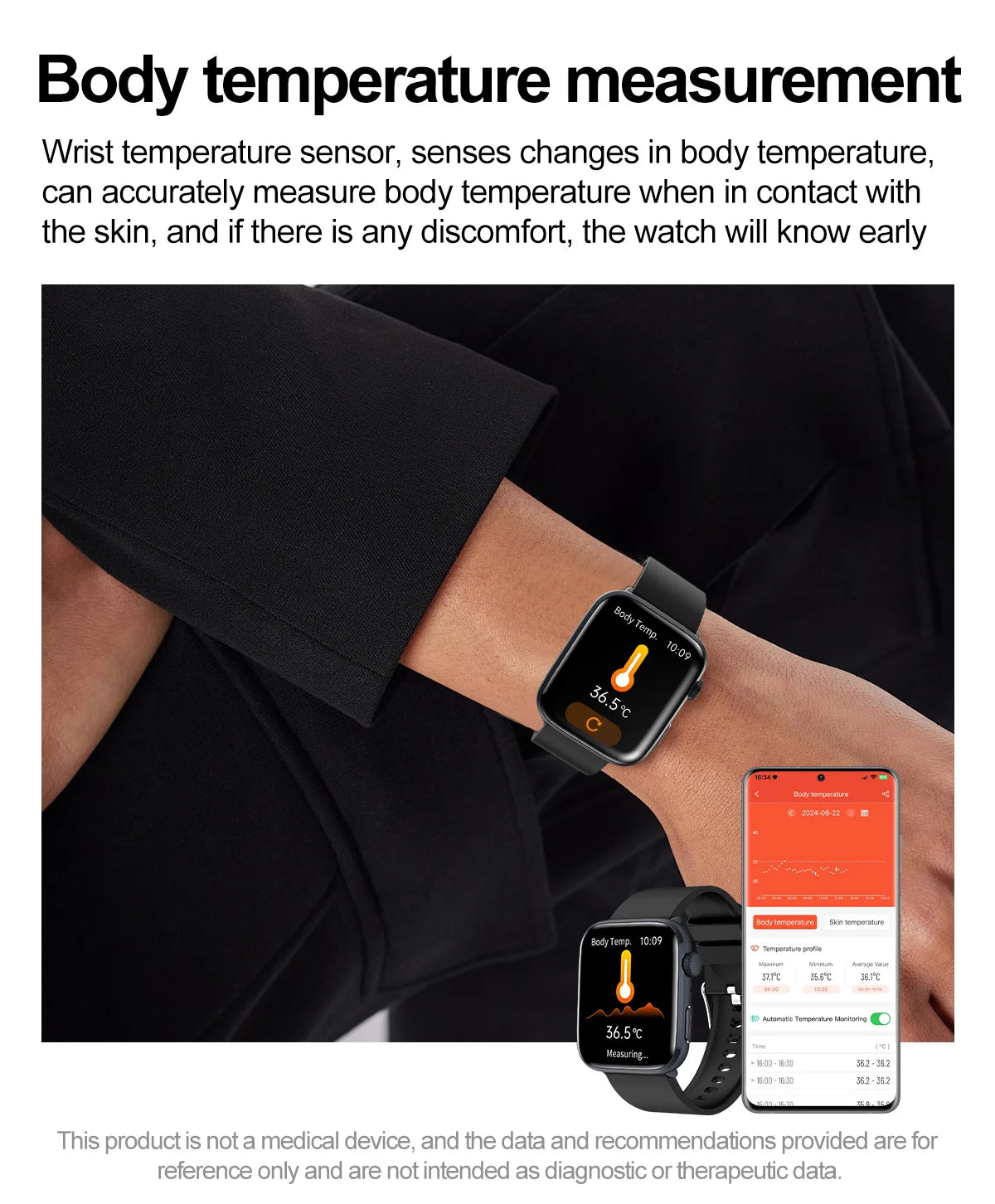 New Women Men AI Smart Diagnosis Watch HRV+PPG Blood Pressure