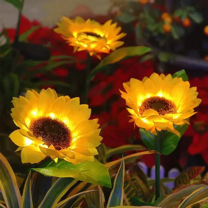Solar Sunflower Lights 3 Heads 1 Head Garden Stake Outdoor