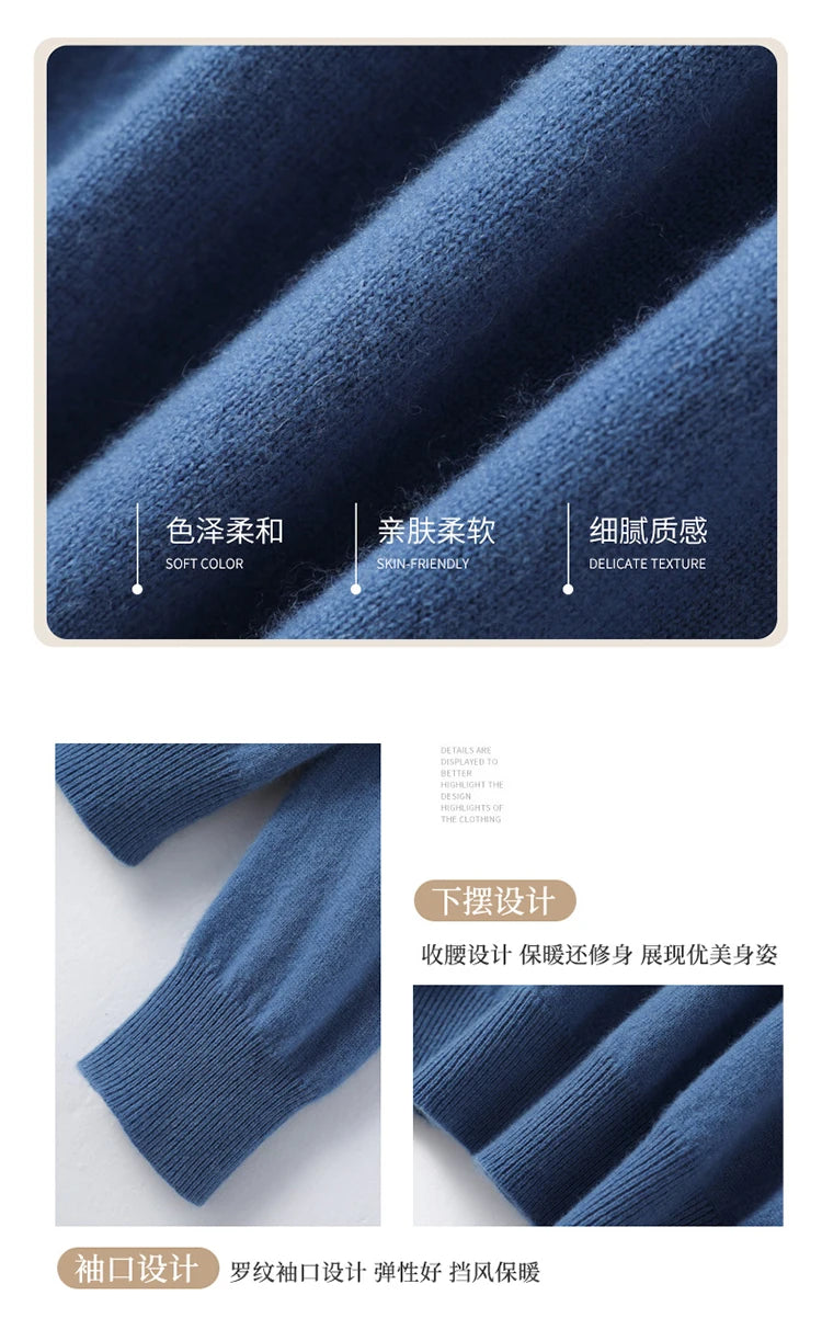 Women's Sweater Autumn Winter Knitted Pullovers V-neck