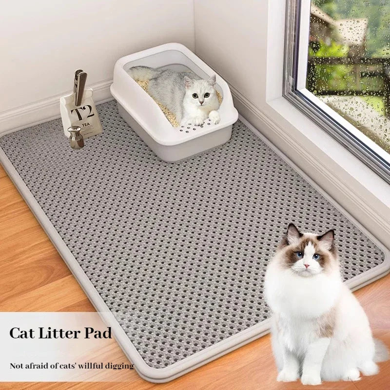 Cats Litter Mat Double Layer EVA Cat Litter Pad Large Hole
