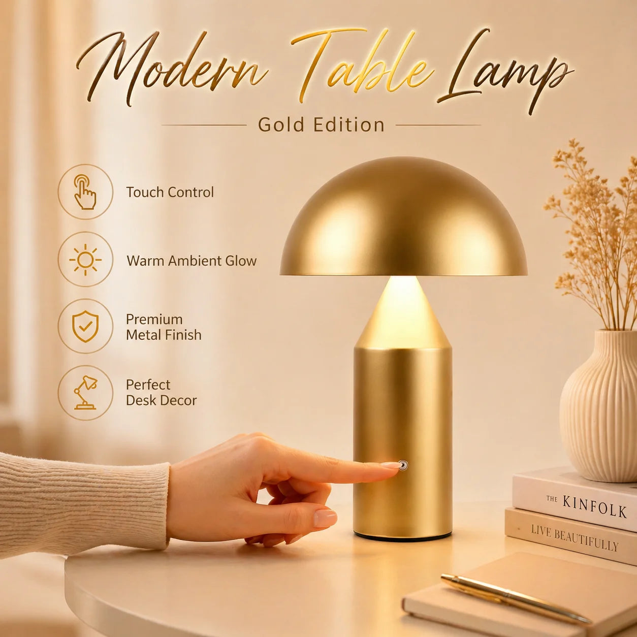 Metal Mushroom Table Lamp Modern Decoration Desk Lamp