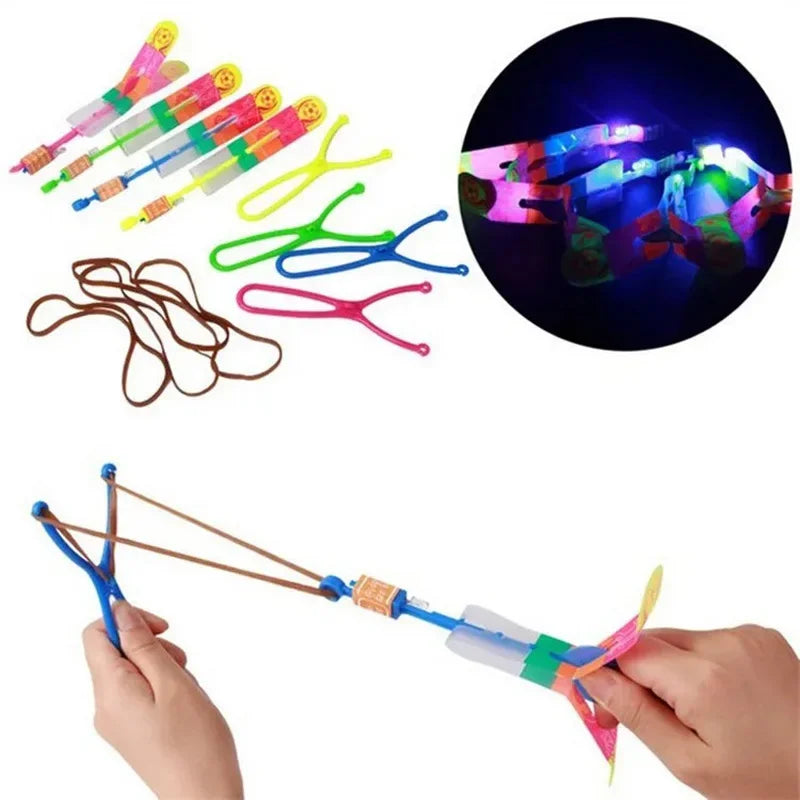 5/10Pc LED Flying Arrow Rocket Toys - Rubber Band