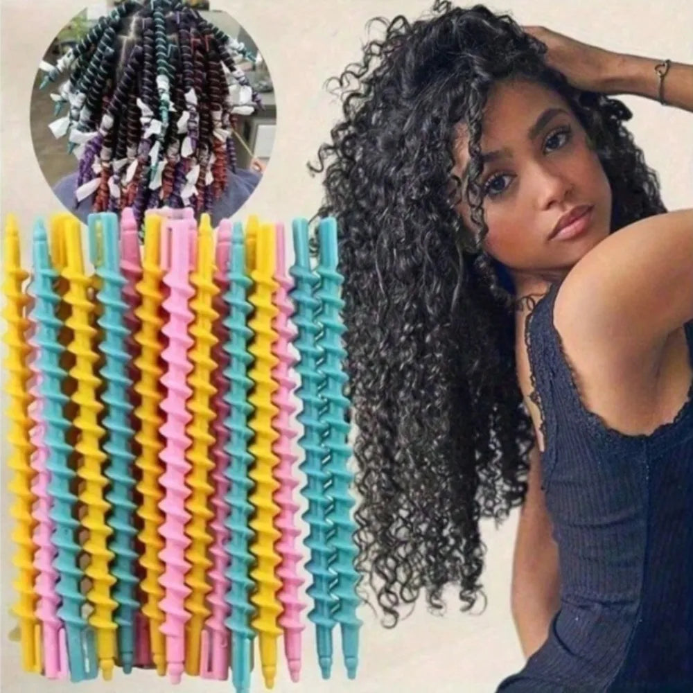 Set Heatless Curls Mixed Color Spiral Hair Styling Tools