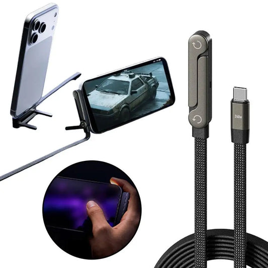 Sideways Phone Charger Invisible Stand Charging Cable