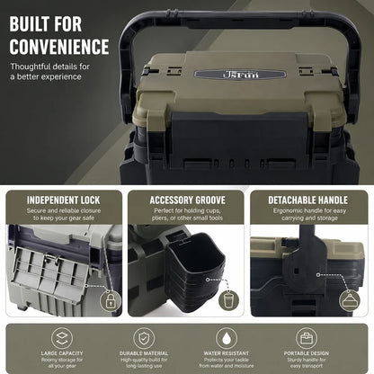 JSFUN Fishing Tackle Box Organizer with Rod Holders