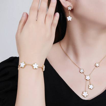 Stainless Steel Laser Five Leaf Flower Petal Adjustable Clover
