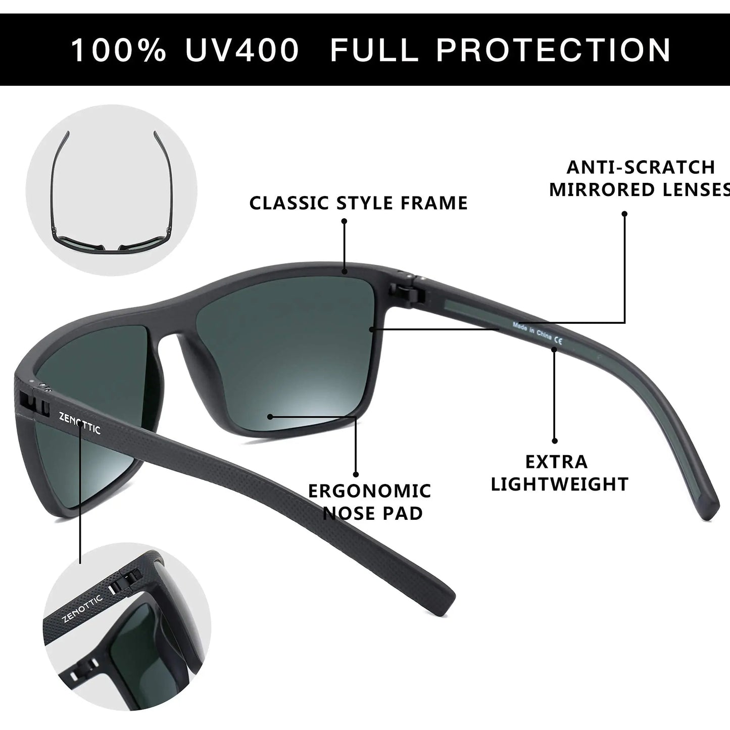 Polarized Sunglasses for Men Shades Lightweight TR90 Frame