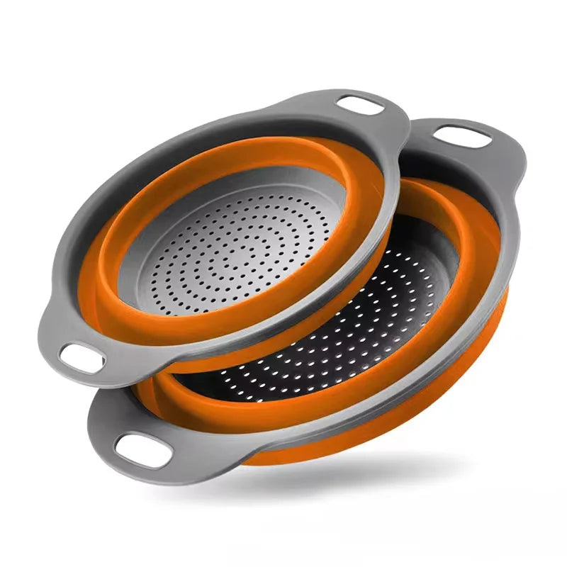 Silicone Folding Drain Basket Fruit Vegetable Washing Basket