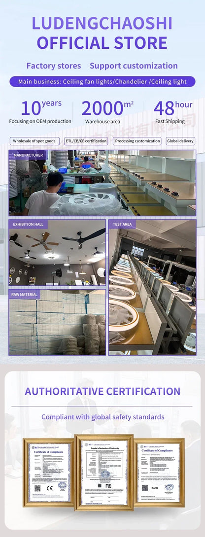 Modern LED Ceiling Fan Lights, Low Floor Decorative Lights