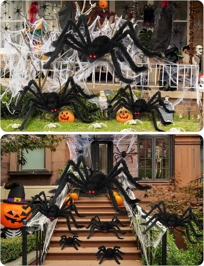 Giant Black Plush Spider Halloween Decoration Props