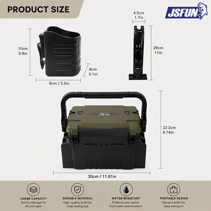 JSFUN Fishing Tackle Box Organizer with Rod Holders