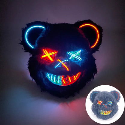 LED Bloody Rabbit Mask Glowing Killer Black Bear Mask Halloween