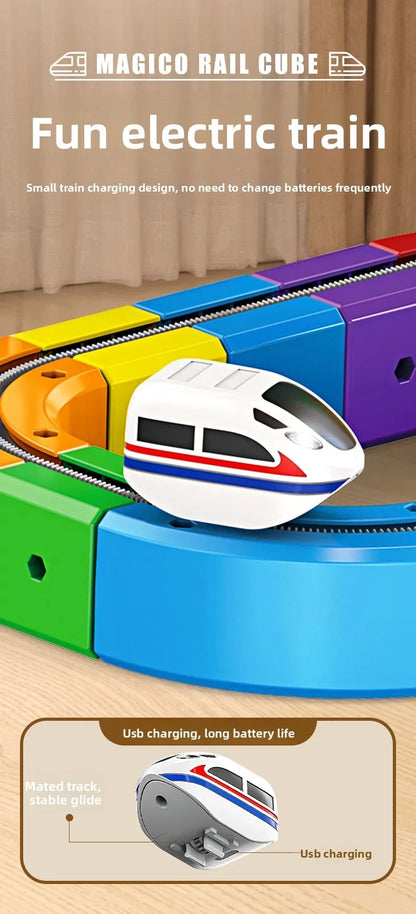 Kids Magnetic Rail Car Cube Toys Educational Toy