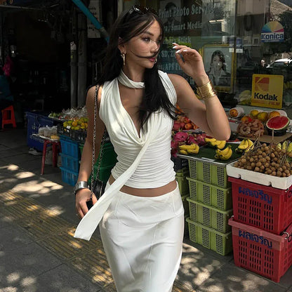 Women's Sexy Sleeveless V-Neck Solid Tank Top Fashion Streetwear