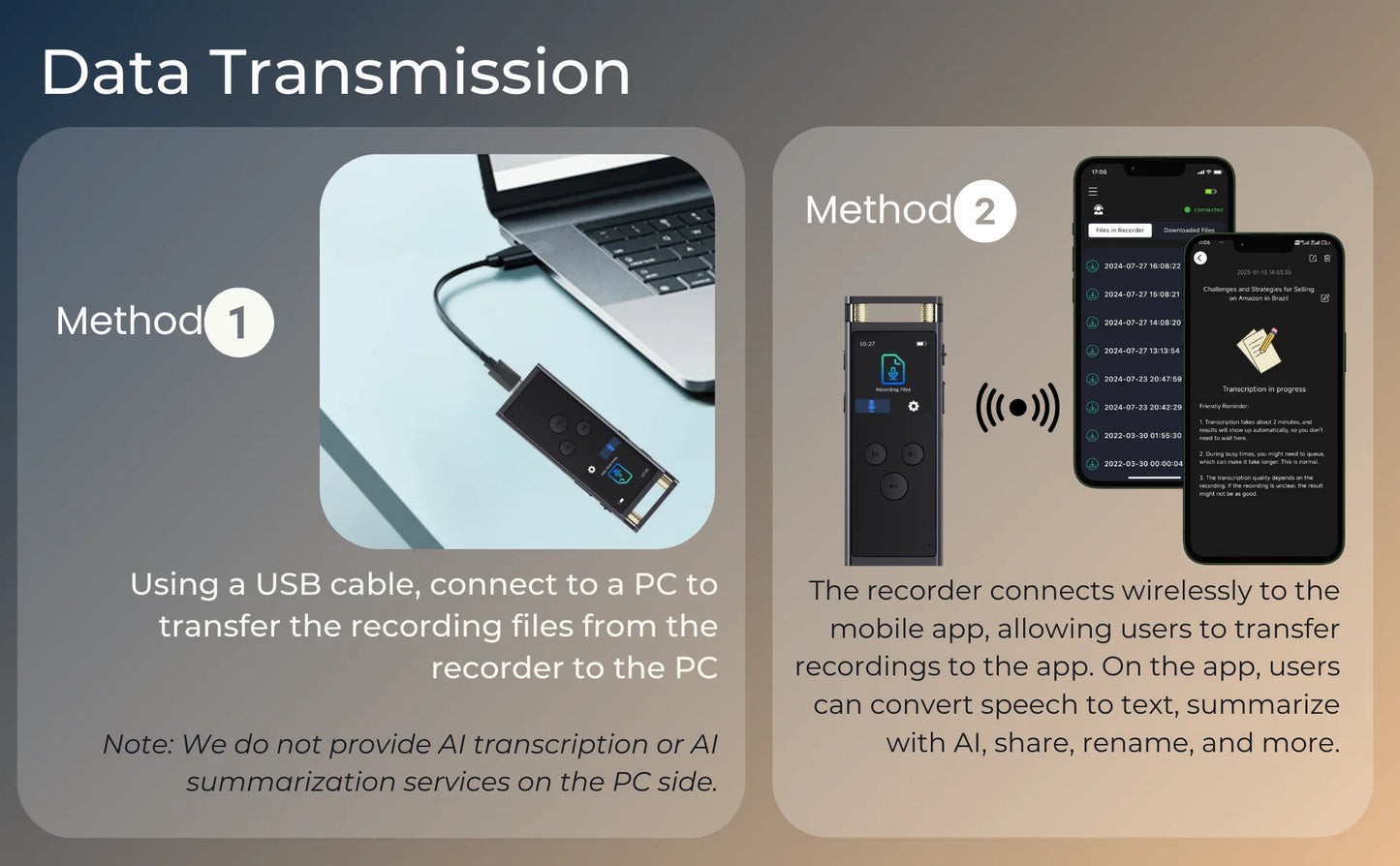 AI Voice Recorder transcription, Translation, Summary