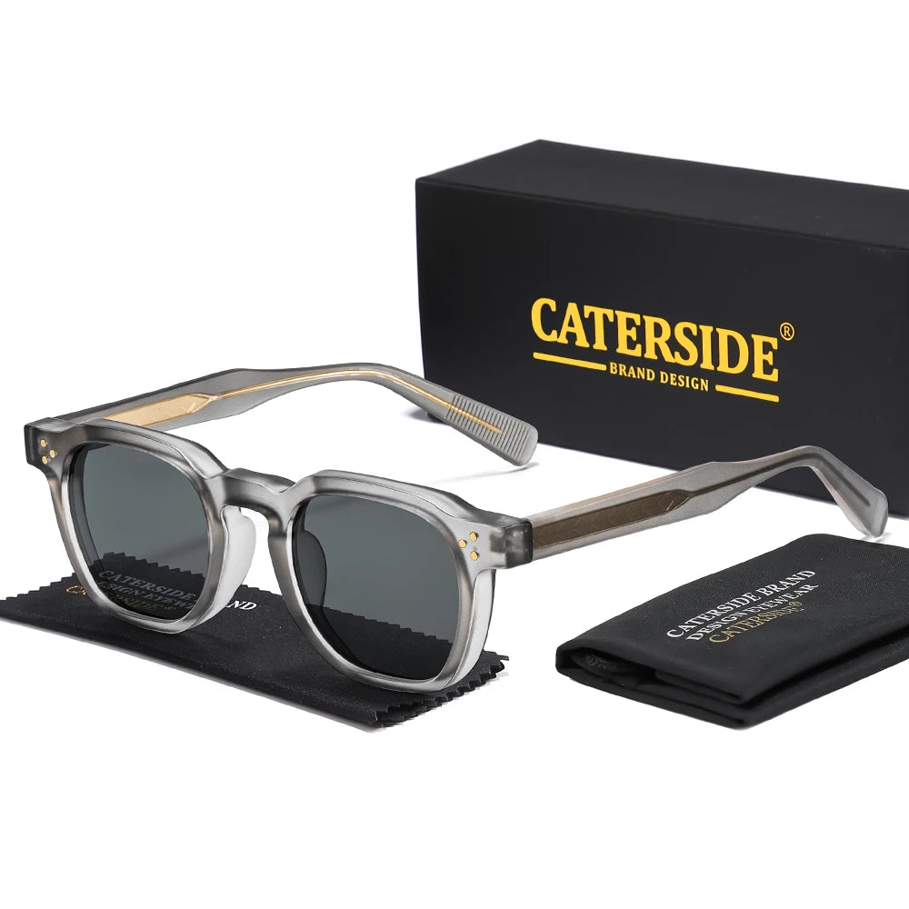 CATERSIDE Retro Punk Men Sunglasses Small Frame Square