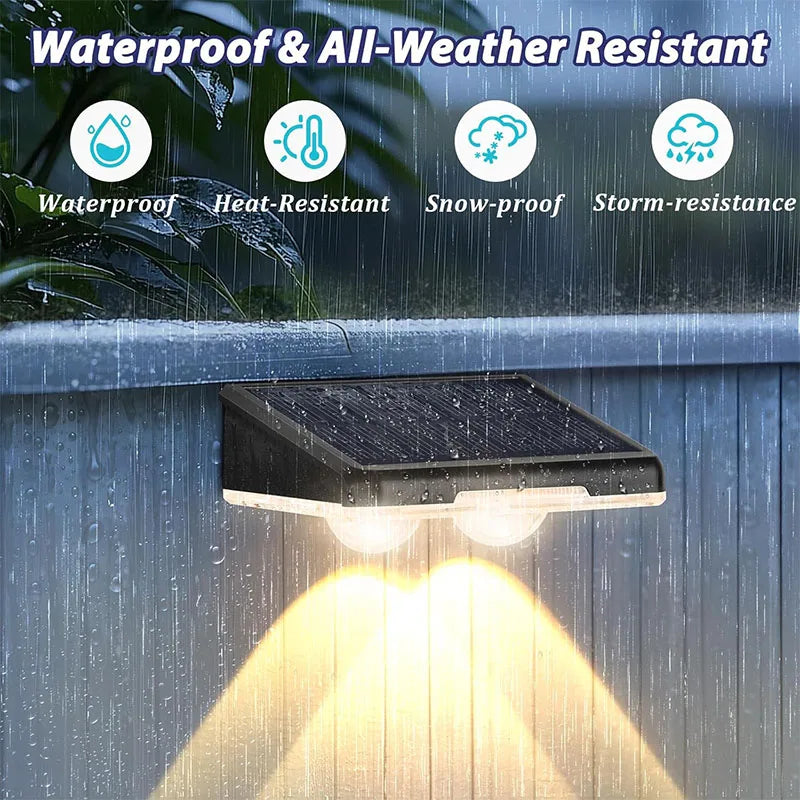 Solar Powered LED Fence Lights Outdoor Waterproof Wall Lamp