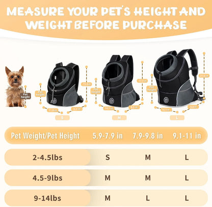 Pet Backpack Carrier for Small Dogs & Cats - Front-Folded