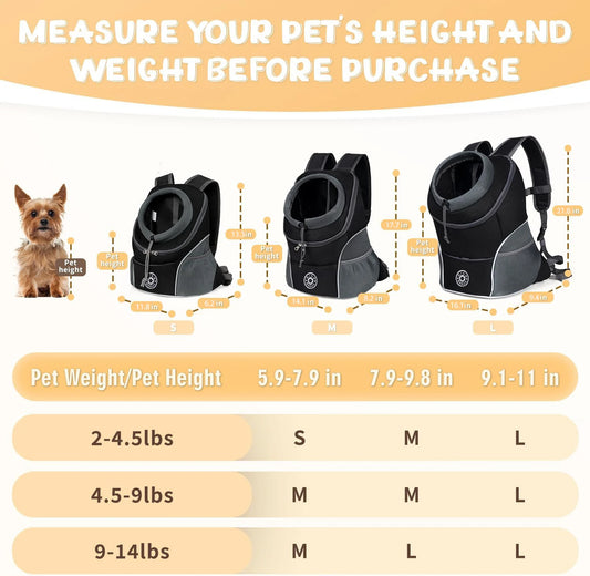 Pet Backpack Carrier for Small Dogs & Cats - Front-Folded