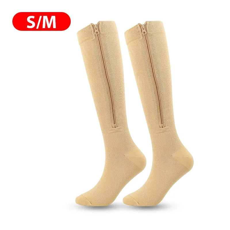 1 Pair Zipper Compression Socks Women Men Pain Relief