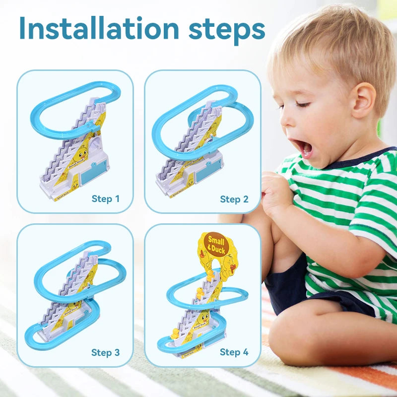 Climbing Stairs Track Toys Electric Duck DIY Rail Racing Track