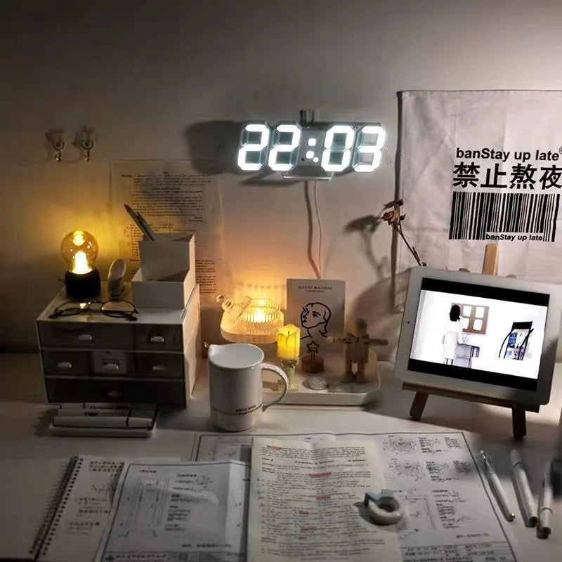 LED Digital Alarm Clock Wall Hanging With 3D Display