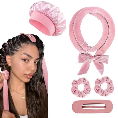 Heatless Hair Curler Set with Satin Bonnet Styling Tools
