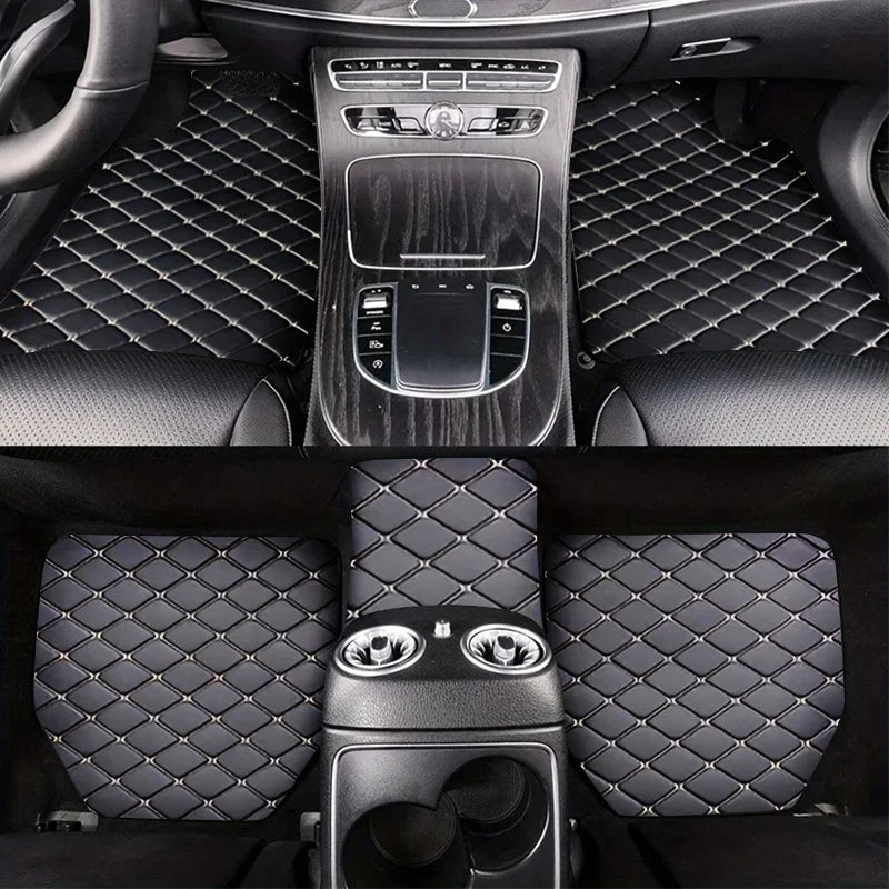 Universal 5Pcs Car Floor Mats PU Leather Waterproof Dust-Proof