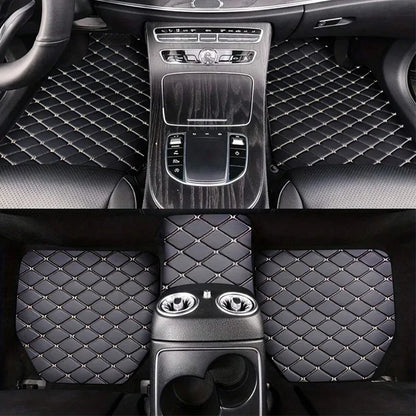 Universal 5Pcs Car Floor Mats PU Leather Waterproof Dust-Proof