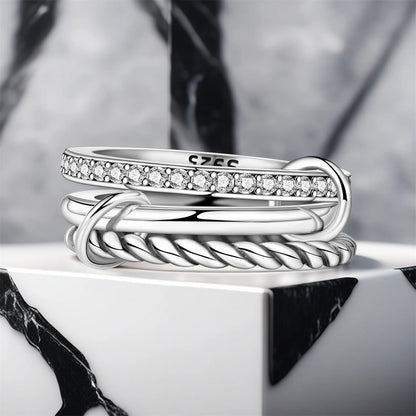 925 Sterling Silver Three-Ring Stackable Ring for Women