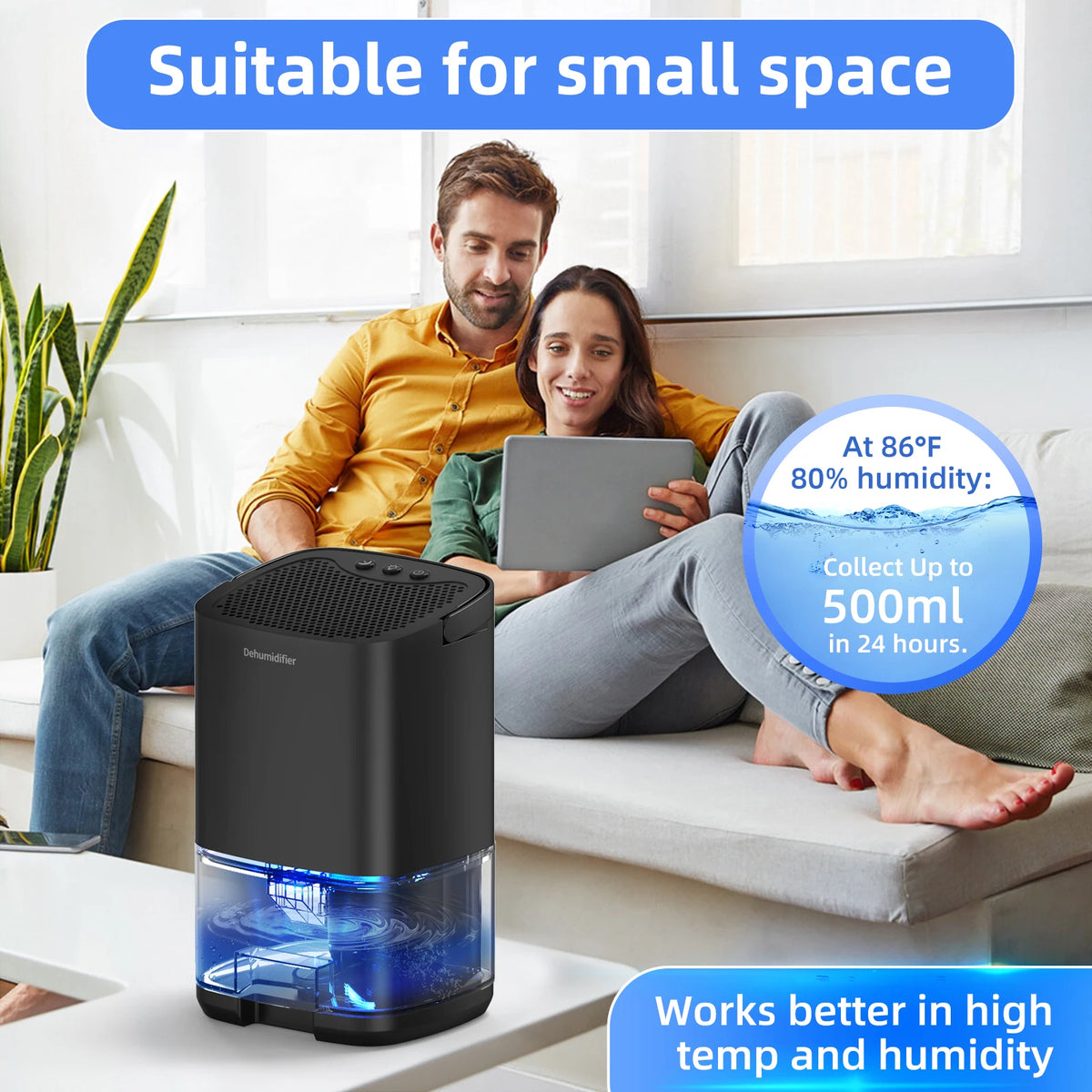 1pc 1000ml Portable Dehumidifier for Home Office