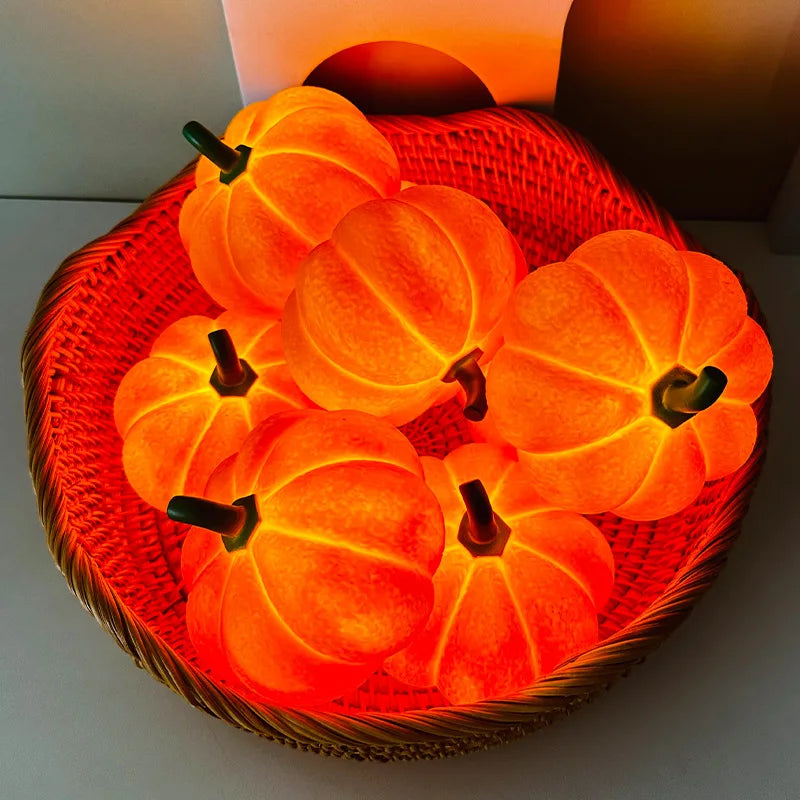 Halloween Pumpkin LED Night Light Battery Powered Warm Lantern For Kids
