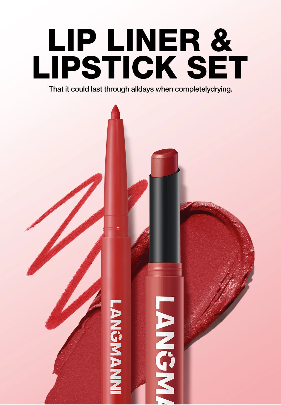 Integrated waterproof lipliner lipstick set