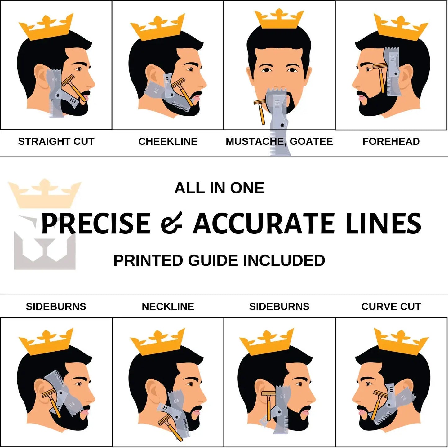 5in1 Adjustable Men Beard Modeling Ruler Shaping Styling Template