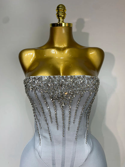 Women Sexy Strapless Backless Long Bandage Dress