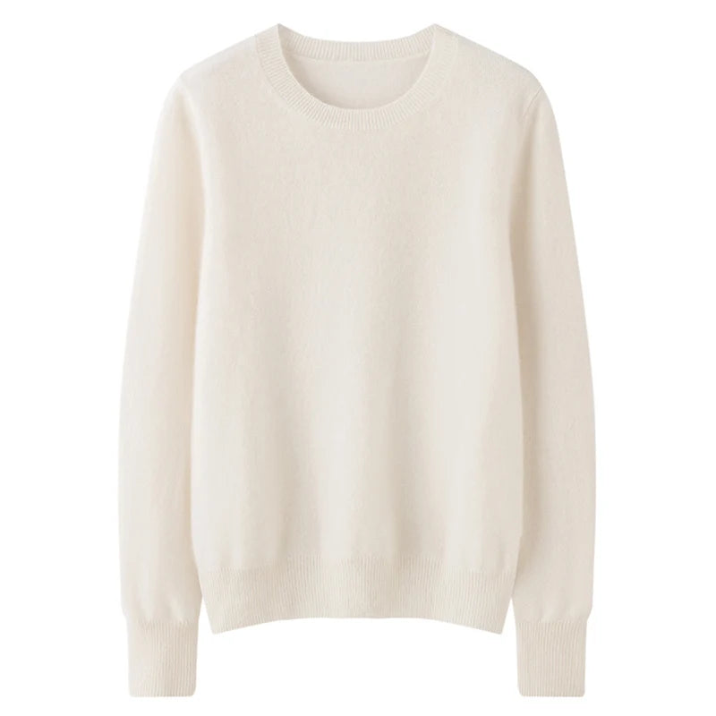 100% Pure Goat Cashmere Knitted Pullovers O-Neck
