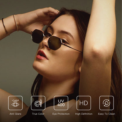 ZENOTTIC Retro Small Polygon Polarized Sunglasses