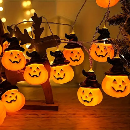 59.06in Halloween Pumpkin Fairy Lights Warm White 10LED Festival String Lights