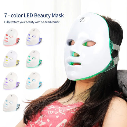 Rechargeable Facial LED Mask 7 Colors LED Photon Beauty Mask