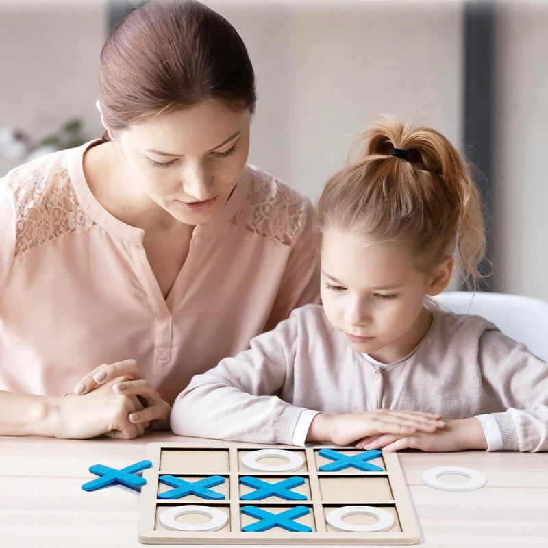 Montessori Chess Play Wooden Jigsaw Toy Game Interaction