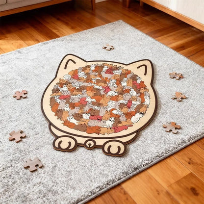 Colored Cat Shaped Wooden Jigsaw Puzzle, Cats Shaped