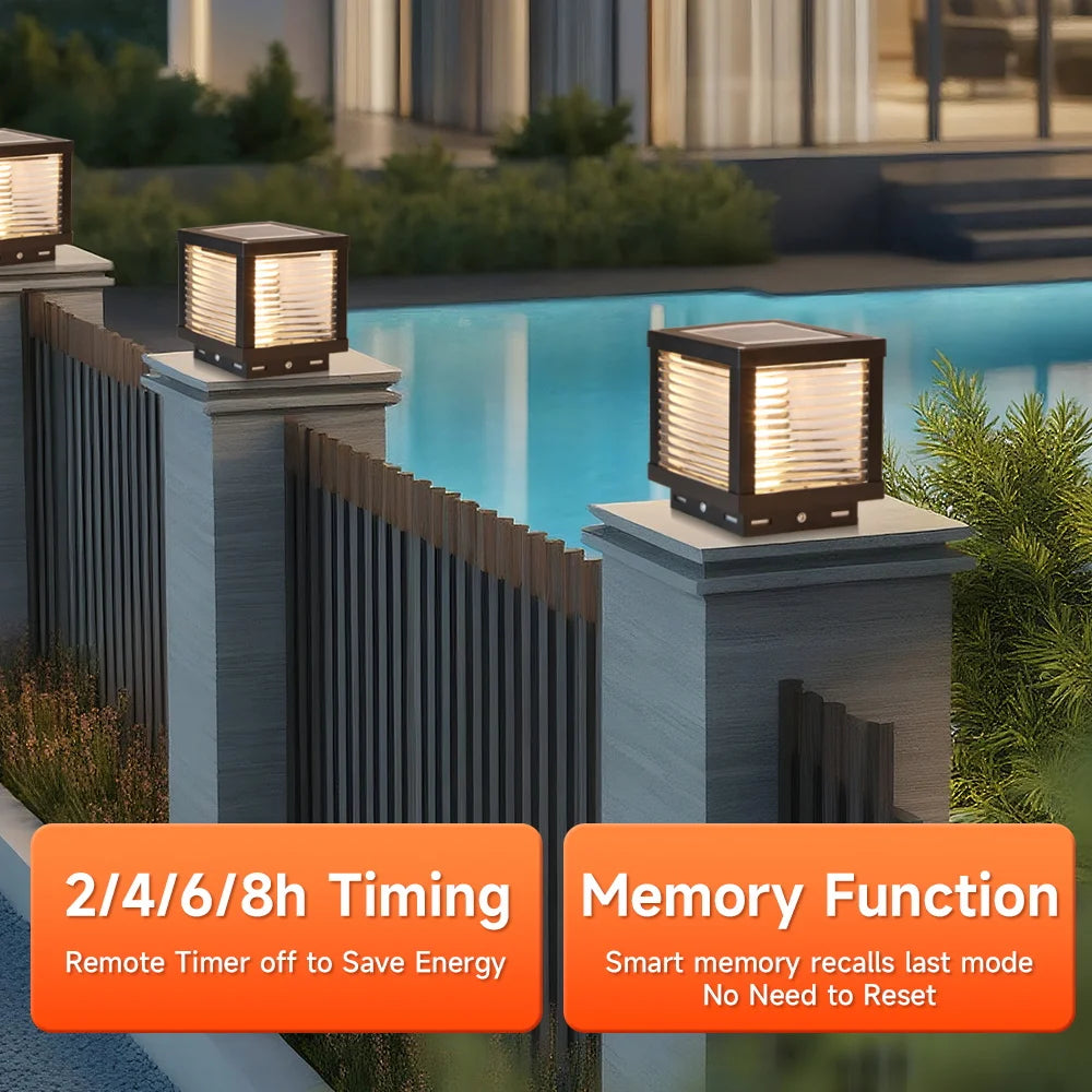 Outdoor Lighting Pillar Lights Remote Control Solar Chapiter Lamp