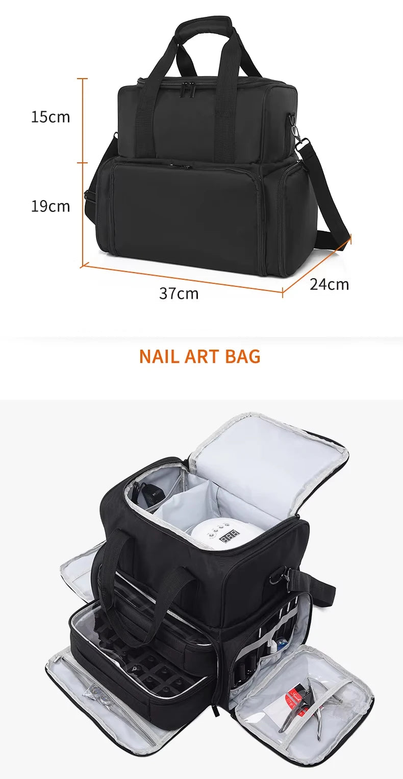 Portable 3 Layer Nail Polish Storage Bag Organizer
