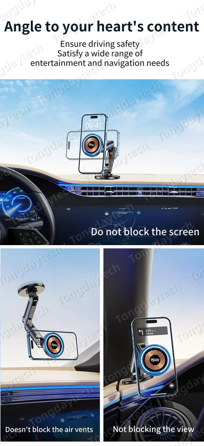 15W Car Magnetic Wireless Charger Holder 360 Rotation