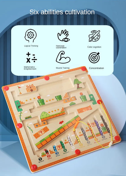 Children Magnetic Color and Number Maze Wooden Puzzle