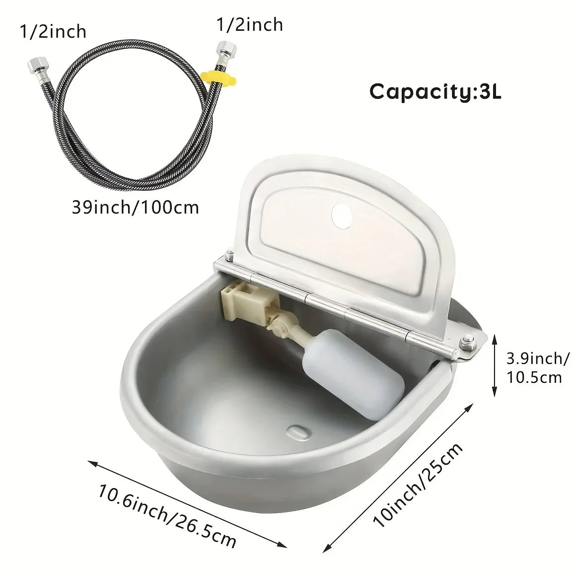 Automatic Gravity-Fed Outdoor Pet Water Dispenser Bowl