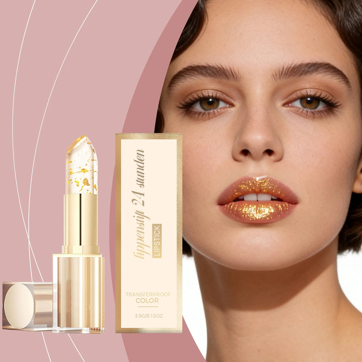 Gold Foil Color Changing Lipstick Fade Lip Line Enhance