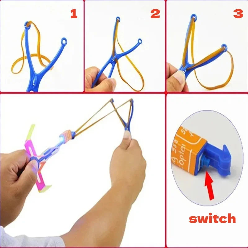 5/10Pc LED Flying Arrow Rocket Toys - Rubber Band